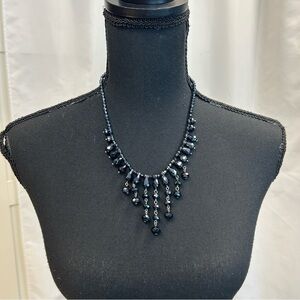 BLACK beaded bib necklace